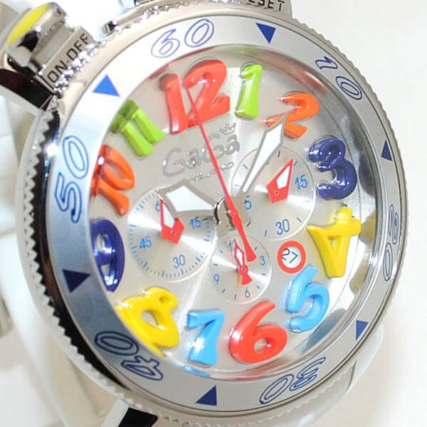 GaGa MILANO （ガガミラノ） 時計 腕時計 クロノ 48mm ホワイト ラバー/シルバー 60501 WH